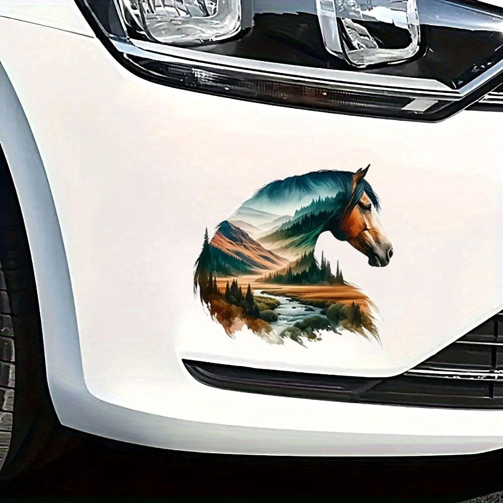 2 PCS Mountain Landscape Horse Vinyl Decal Sticker, Waterproof Removable, for Ca