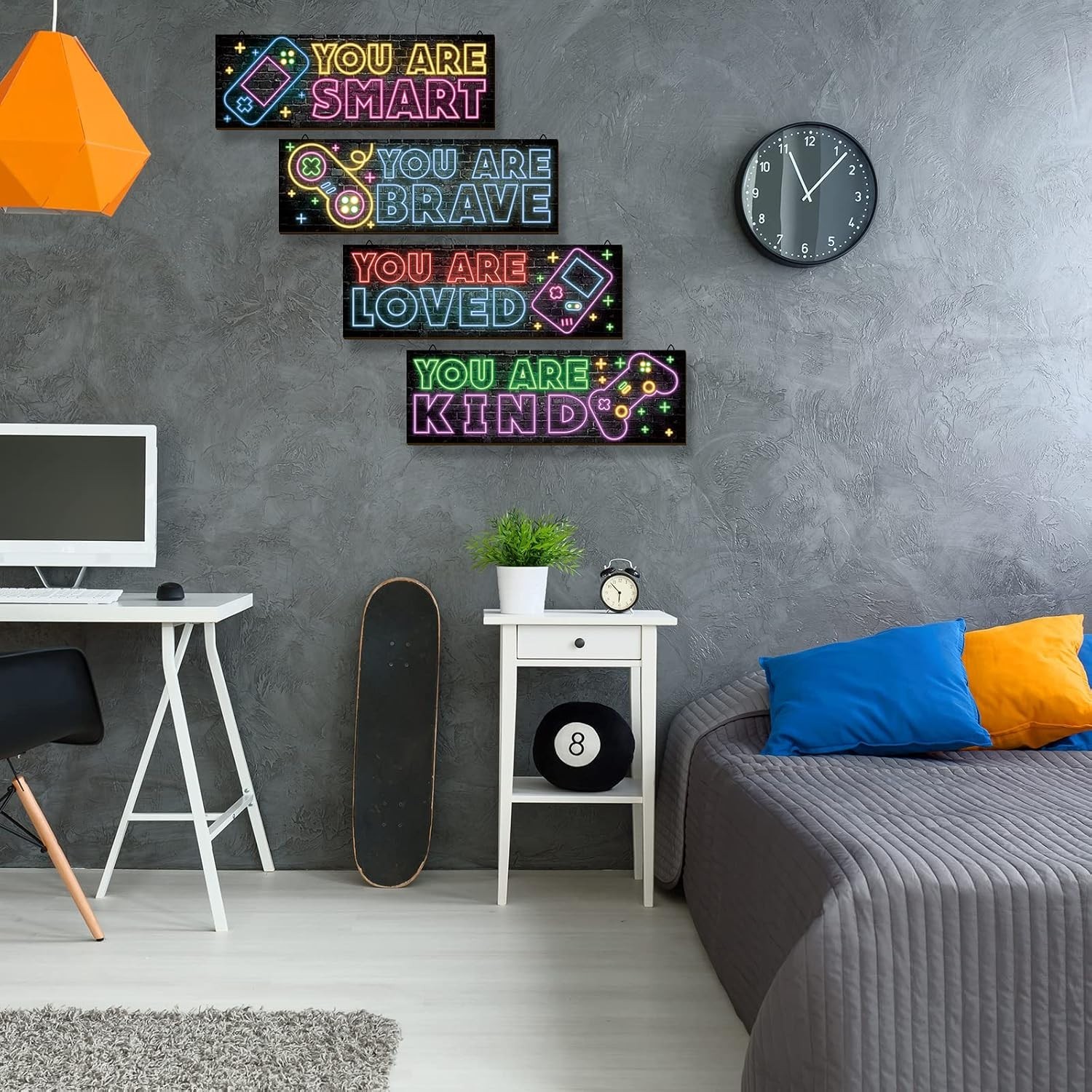 Colorful Neon Gaming Wall Art – 4 Inspirational Pieces for Boys' Spaces