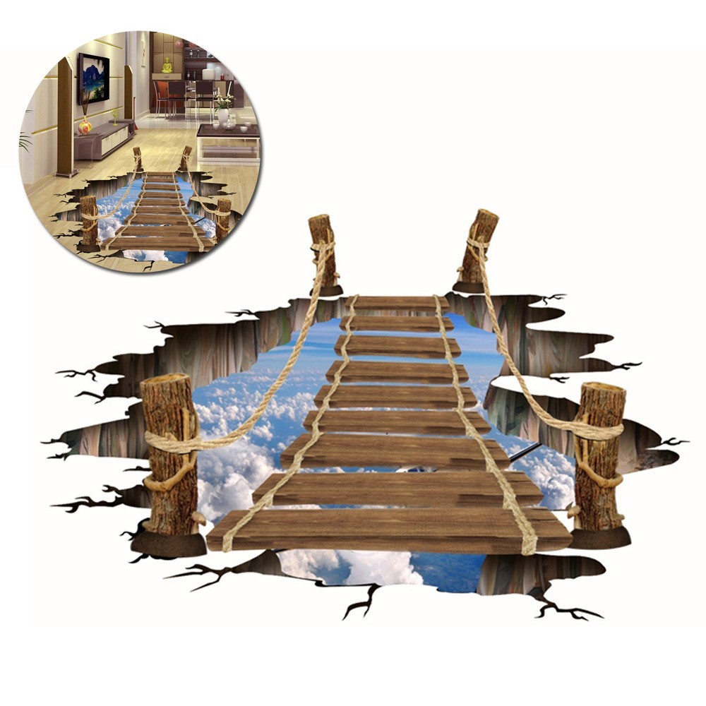 3D Floor/Wall Stickers Removable Bridge Mural Decals Vinyl Art Home Room Decor