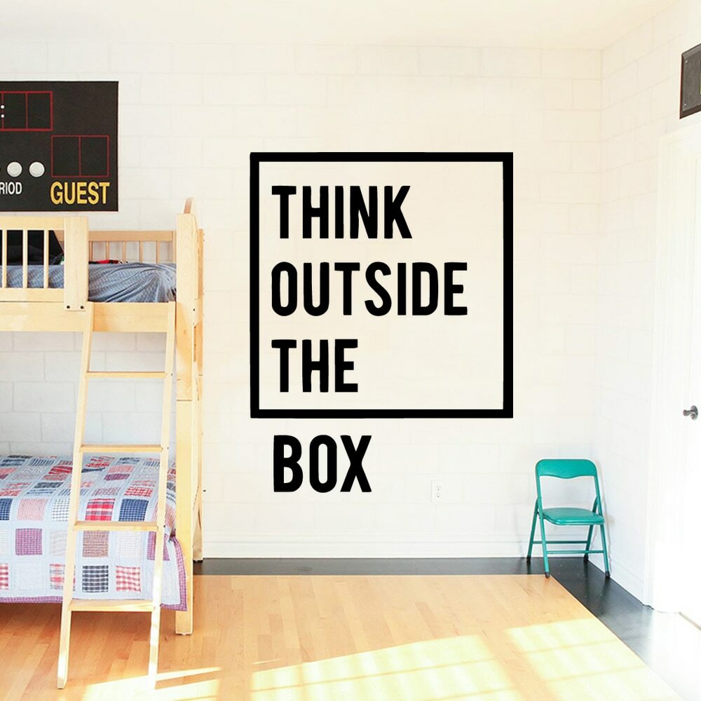 THINK OUTSIDE THE BOX Modern Motivation Inspirational Wall Sticker Office Study