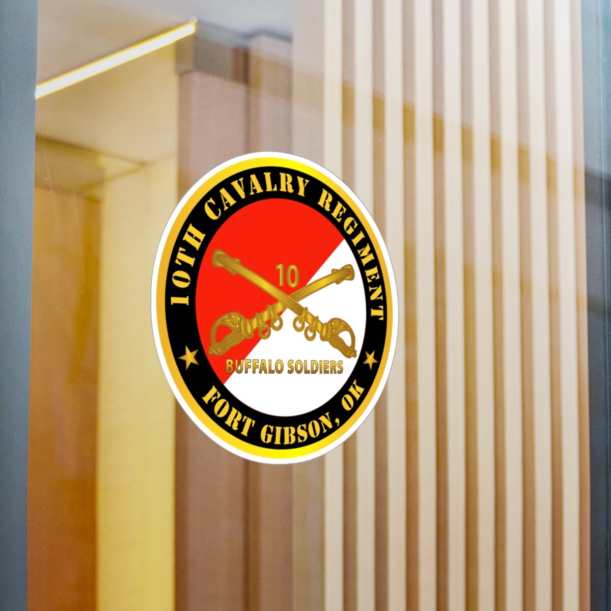 Kiss-Cut Vinyl Decals – Army – 10th Cavalry Regiment – Fort Gibson, OK – Buffalo