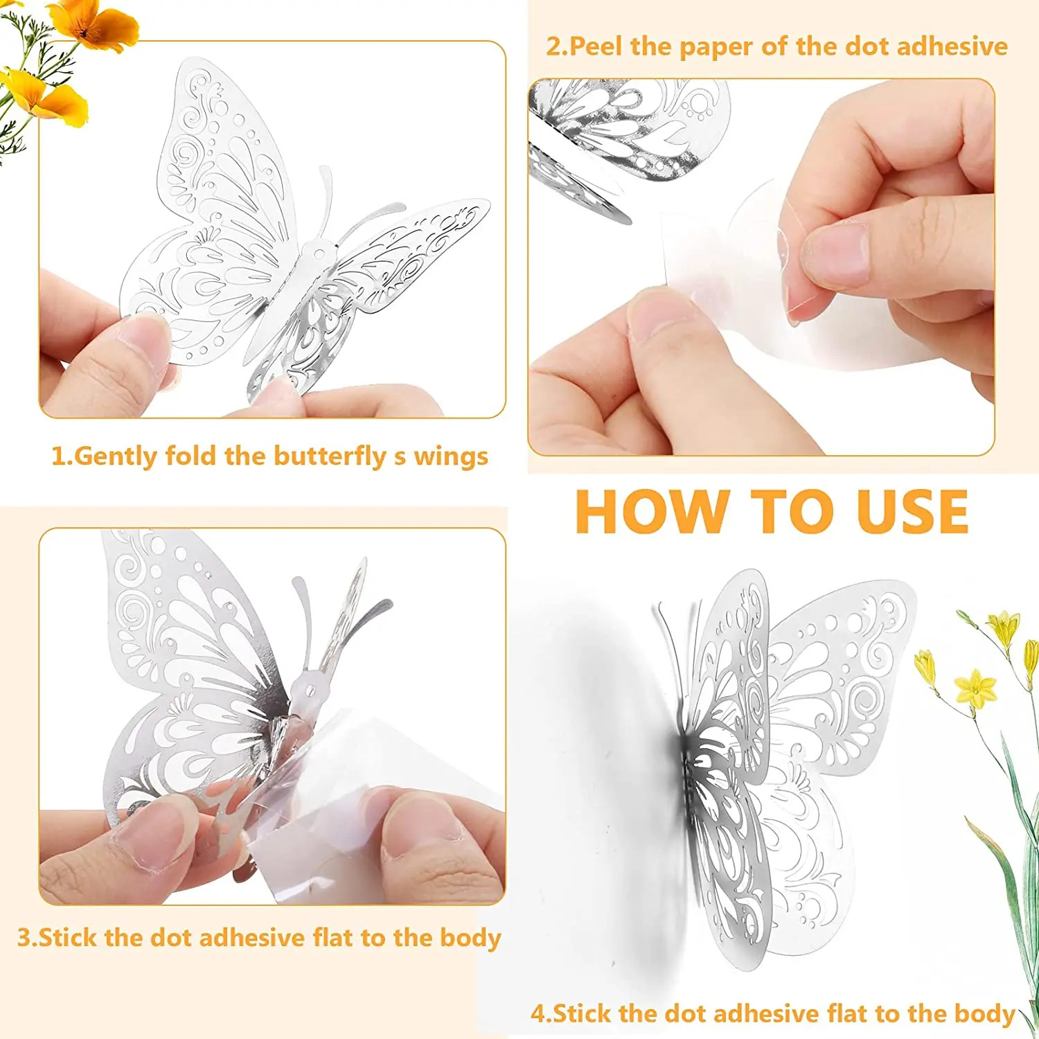New 12Pcs 3D Luminous Butterfly Wall Sticker DIY Home Decor Modern Art