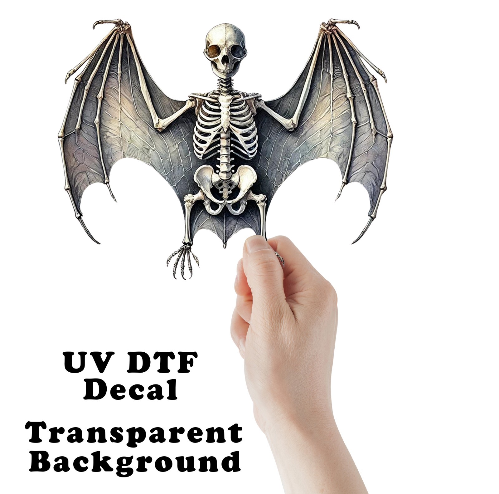 Bat Skeleton UV DTF Transparent Sticker / Decal