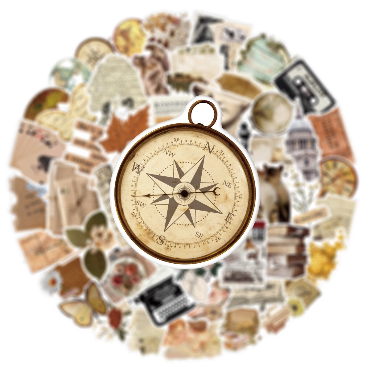 200pcs Retro Cottagecore Vintage STICKER PACK，#201206226251