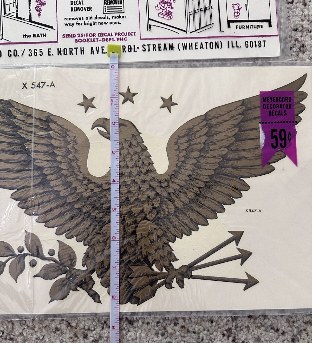Meyercord Decals Gold Eagle 547-A 13" x 8" NEW Set of 3