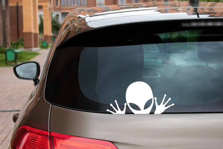 Alien Peeker Decal Funny Bumper Sticker Car Removable Decal Abduction Area 51