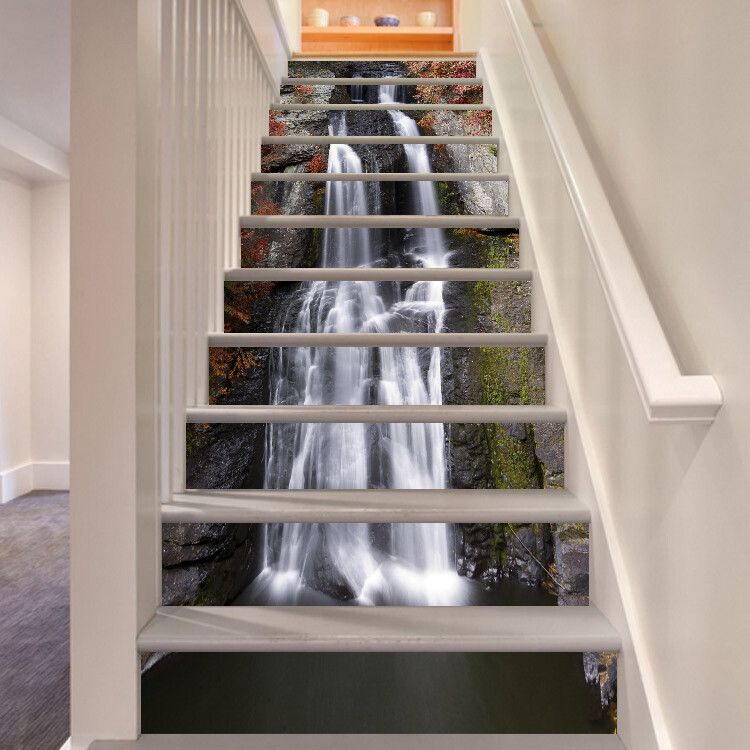 3D Falls Mountain ZHU425 Stair Risers Decoration Photo Mural Vinyl Wallpaper Amy