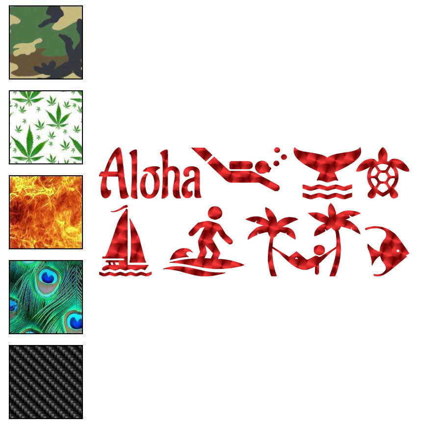 Aloha Hawaii Surfing, Vinyl Decal Sticker, 40 Patterns & 3 Sizes, #6004