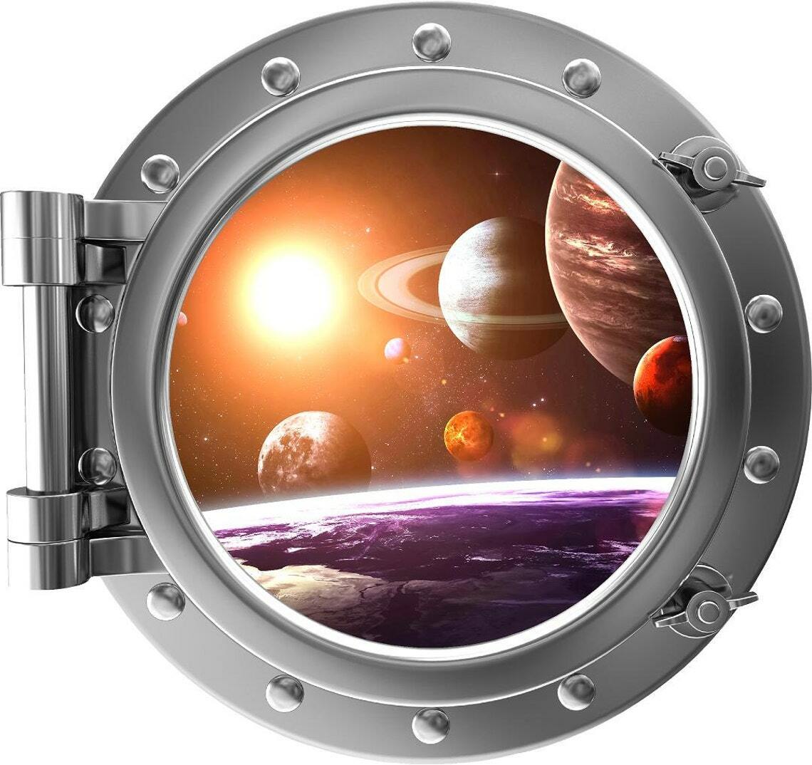 PortScape Solar System #3 Space Porthole Window Wall Decal Vinyl Wall Sticker