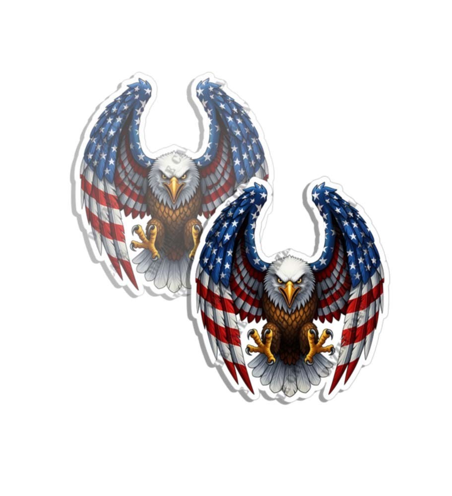 USA Flag Eagle PATRIOTIC decal sticker vinyl graphic America Made in USA 2 PACK