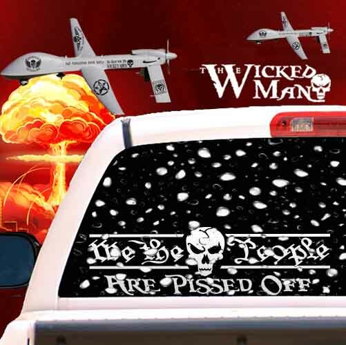 The Wicked Man – We The People Are Pissed Text USA Skull Decal Sticker