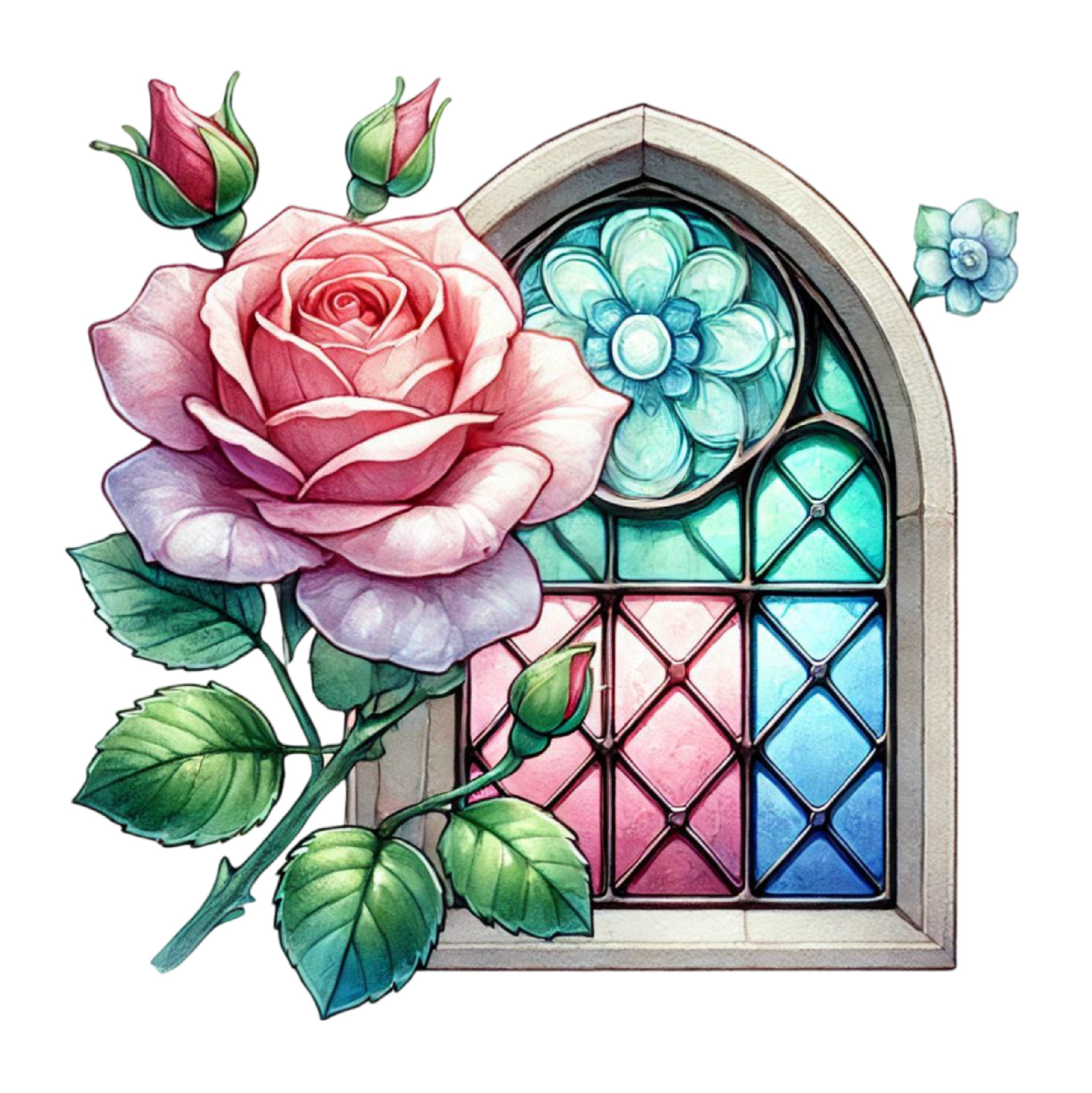 Wall Decal Sticker Roses Stained Glass Window Wall Sticker 18X18cm Large