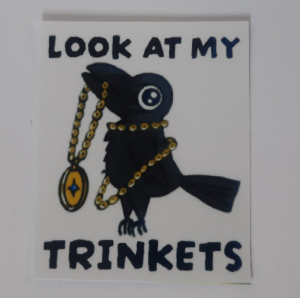 Look at my Trinkets Crow/Raven Hand Cut Stickers ~1.75" x 2.25" Jess-Sketch OG