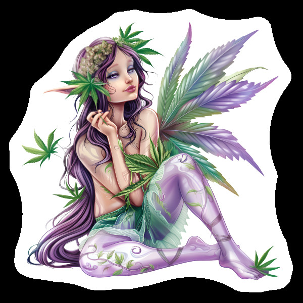 Weed Fairy Vinyl Decal 420 Stoner Gifts Weatherproof Sticker Fairycore Grimm