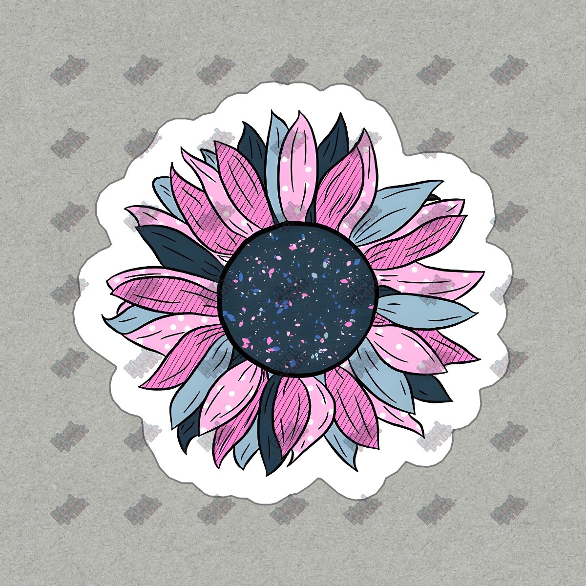 Vibrant Pink and Blue Flower Vinyl Sticker Decorative Decal for #111838
