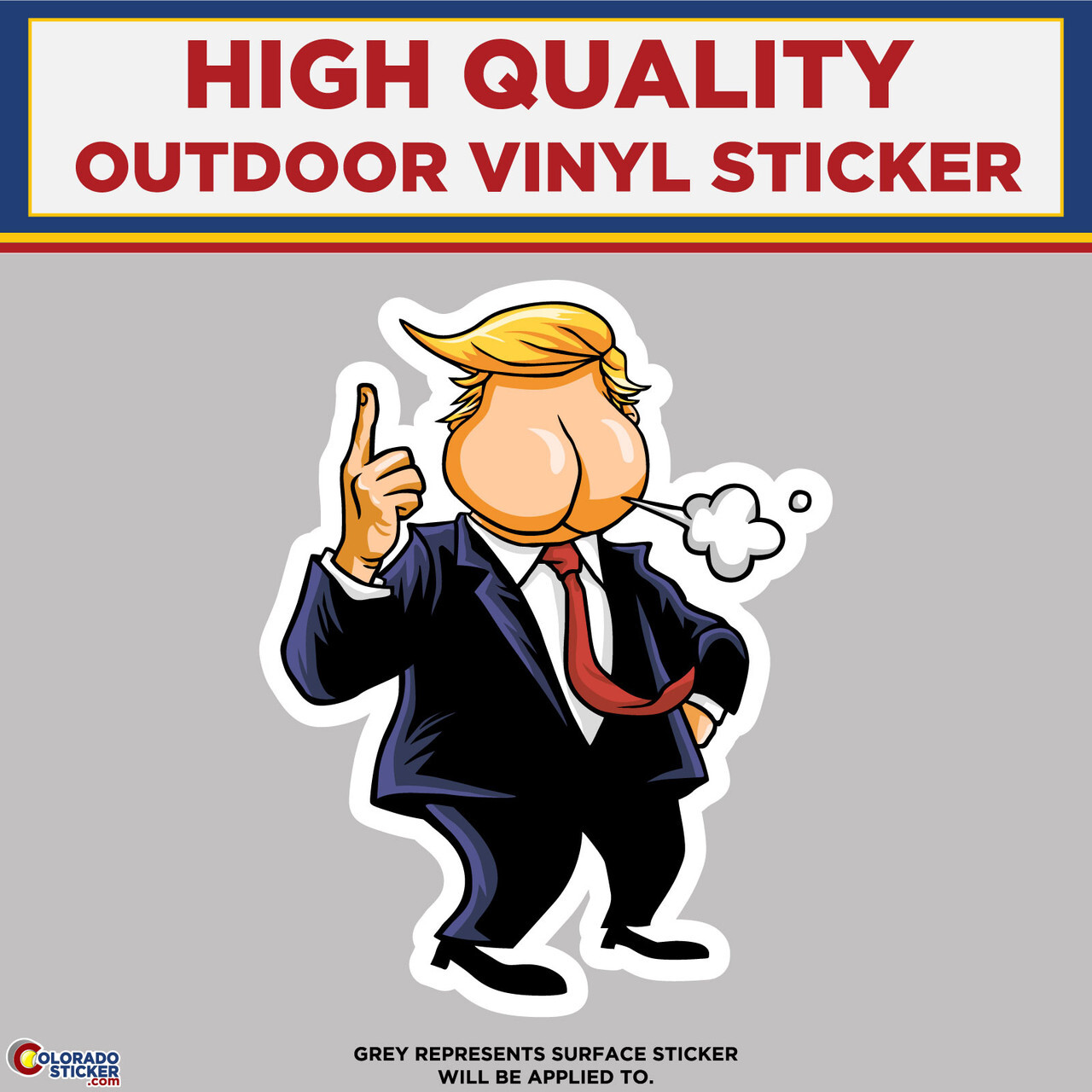 Trump Butt Face with Fart, High Quality Vinyl Stickers
