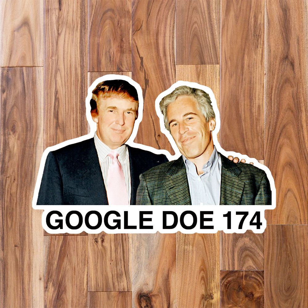 Donald Trump with Jeffrey Epstein "GOOGLE DOE 174" Sticker Pack Anti-Trump