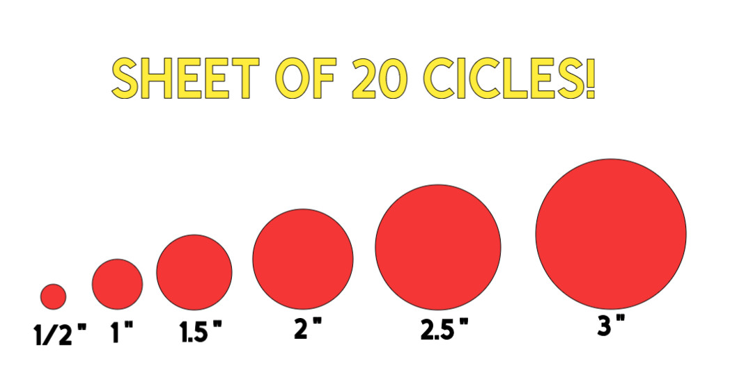 Round Sticker Dot Spot Circle Decal vinyl SHEET OF 20
