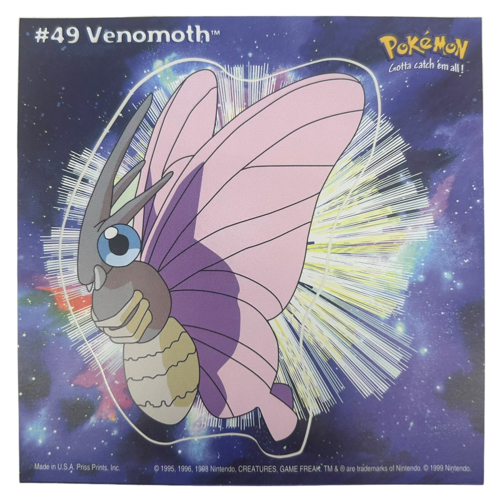 Pokemon Collect ’em Stick-Ups Venomoth #49 Large 4” Sticker Priss Prints