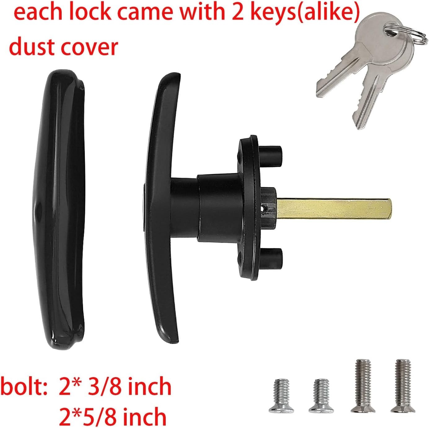 Matching T-Handles Lock Set Locking T-Handle Set for Truck Camper Shell with Dus