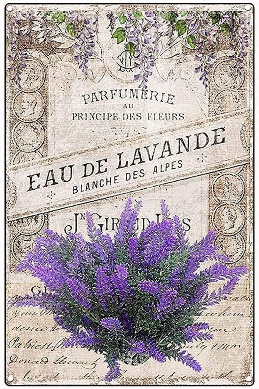 Metal Plate Signage French Lavender Country Poster for Home Living Room Kitch…