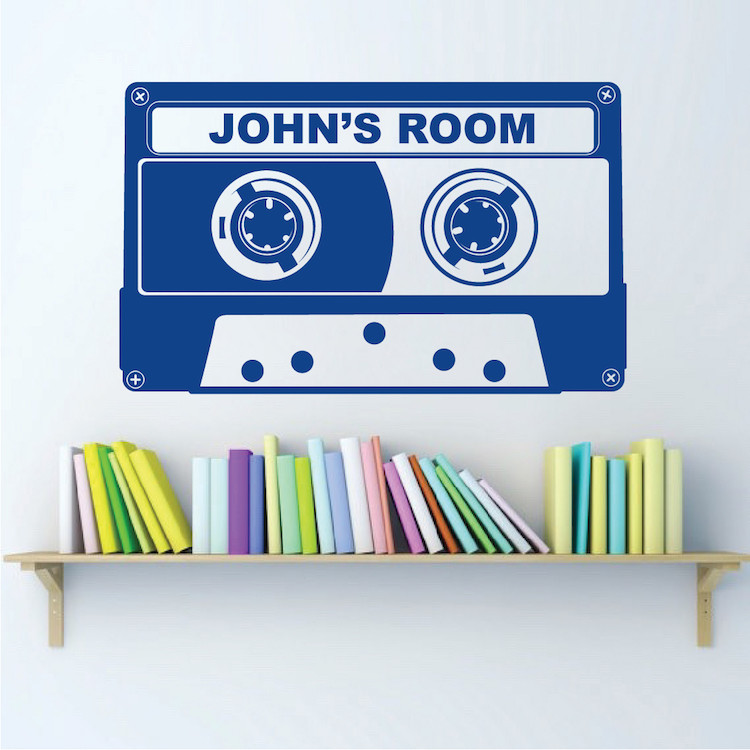 Custom Tape Wall Decal Music Wallpaper Mural Old Cassette Removable Design, b10