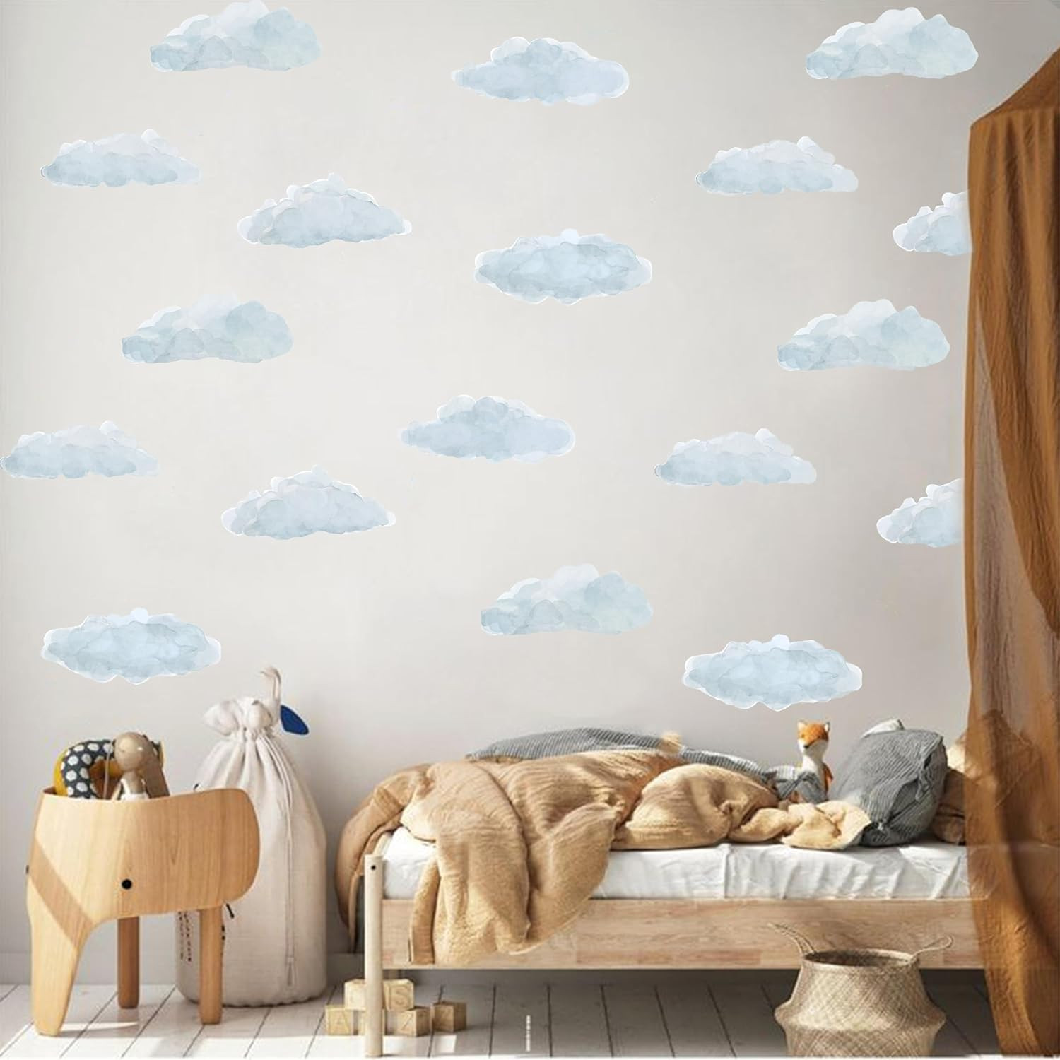 Cloud Wall Decals – Blue Wallpaper, Removable Living Room Nursery Boys Girls Bed