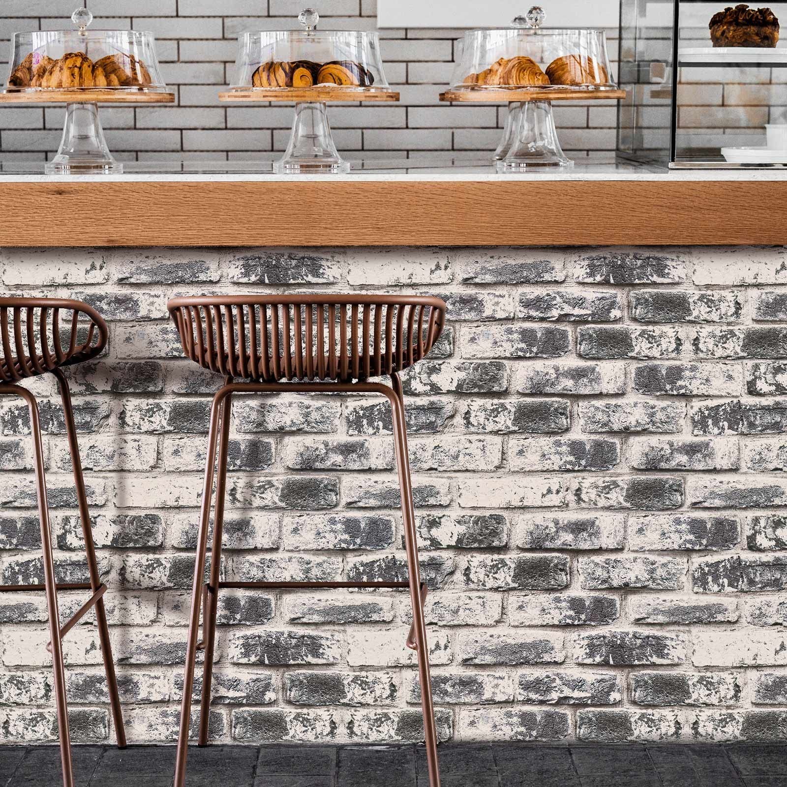 Cohoo Home Grey Brick Wallpaper Peel and Stick Contact Paper for Walls Self-A…