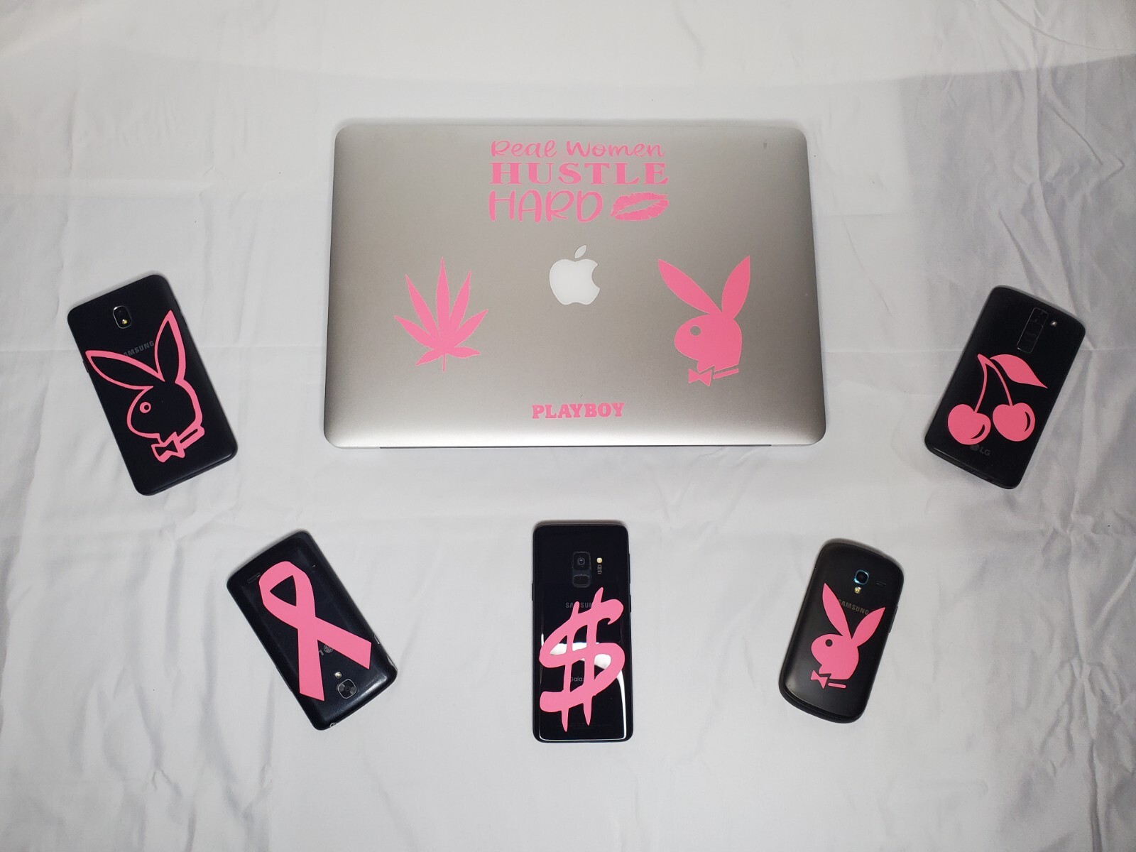 Glow In The Dark Pink Vinyl Decals Womens Mixed Lot Lit Studio Decor Full Sheet