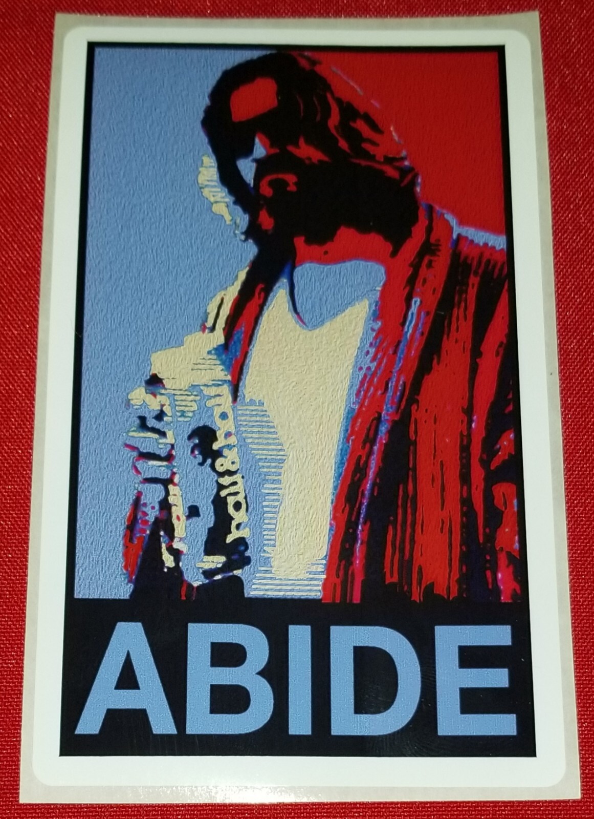 The Big Lebowski Dude Abides 3"x5" glossy vinyl laptop skateboard sticker ABIDE