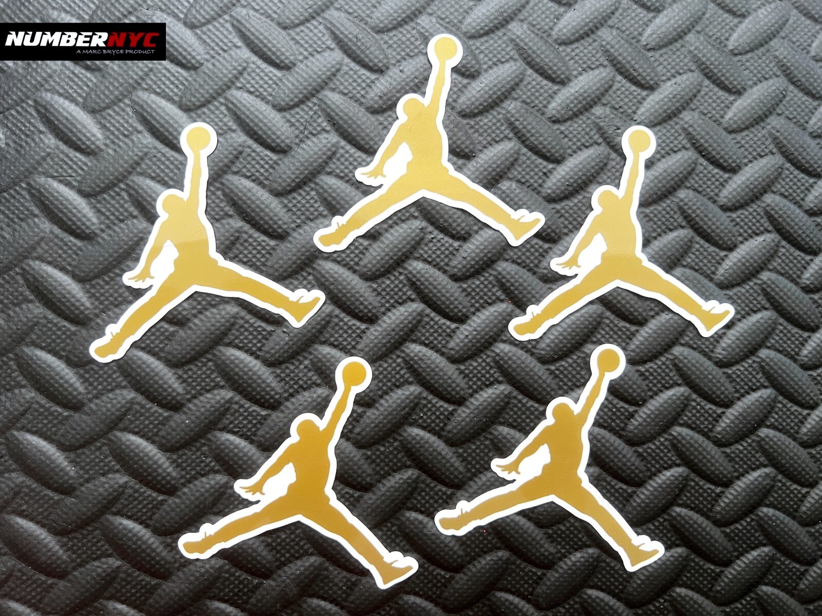 5x Authentic Air Jordan Jumpman Sticker 3.5" x 3.5" Nike Gold Flight Logo