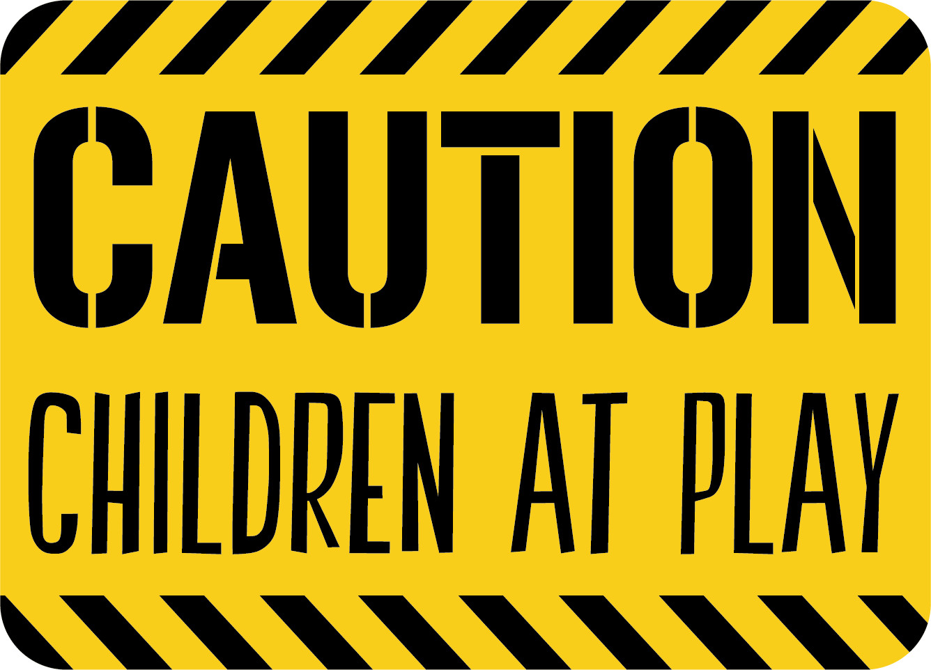 Caution Children At Play – Kids Bedroom Decor Playroom Signage Vinyl Wall Decal