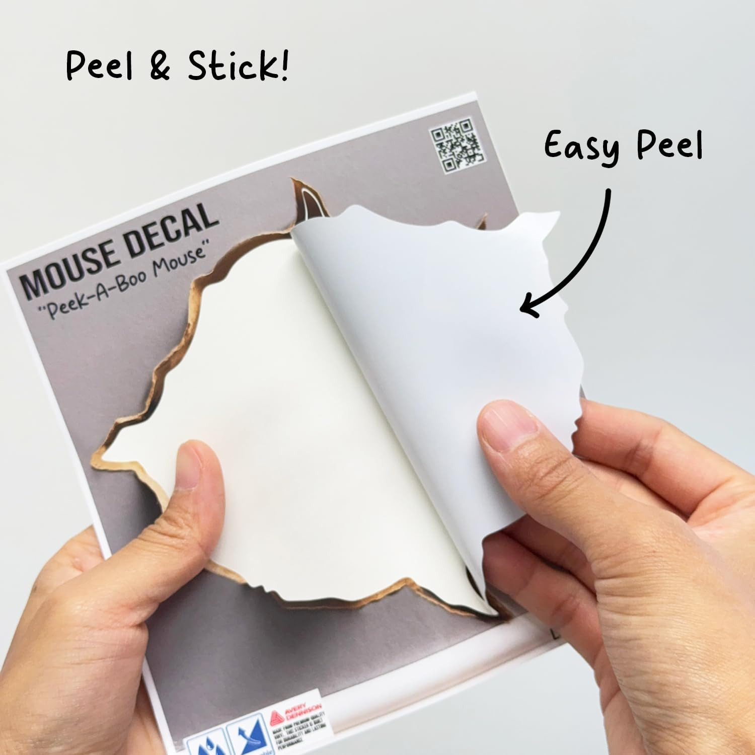 GRITKULTURE Removable Peek a Boo Mouse in Mouse Hole Decal Sticker 5.1Inch 2 Pac