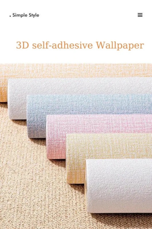 Self-adhesive Wallpaper Linen Thicken Waterproof Mildew Proof Plain Color Living