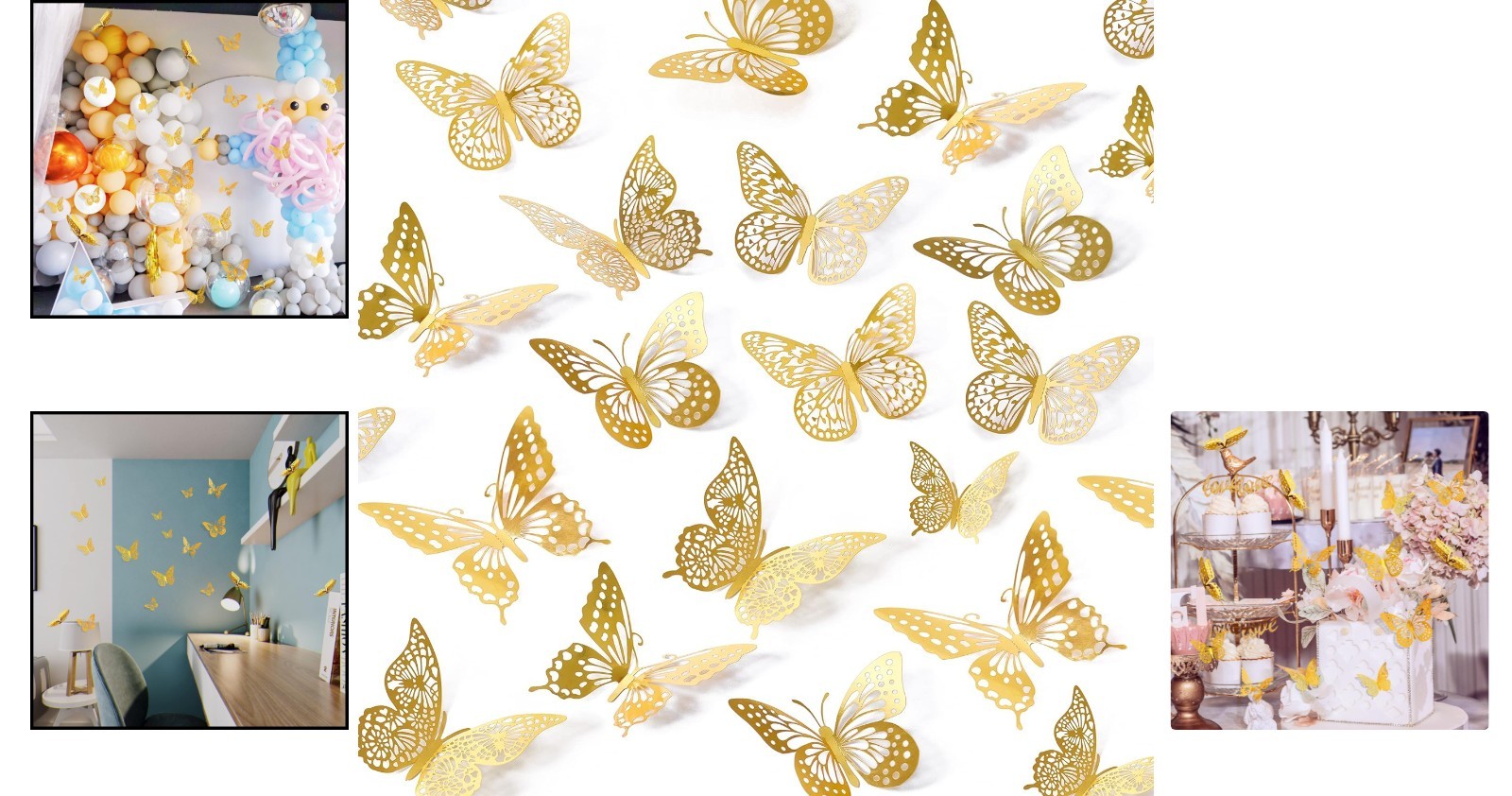 48 Pcs Removable Gold Butterfly Wall Stickers – 3D Decor for Parties & Nurseries