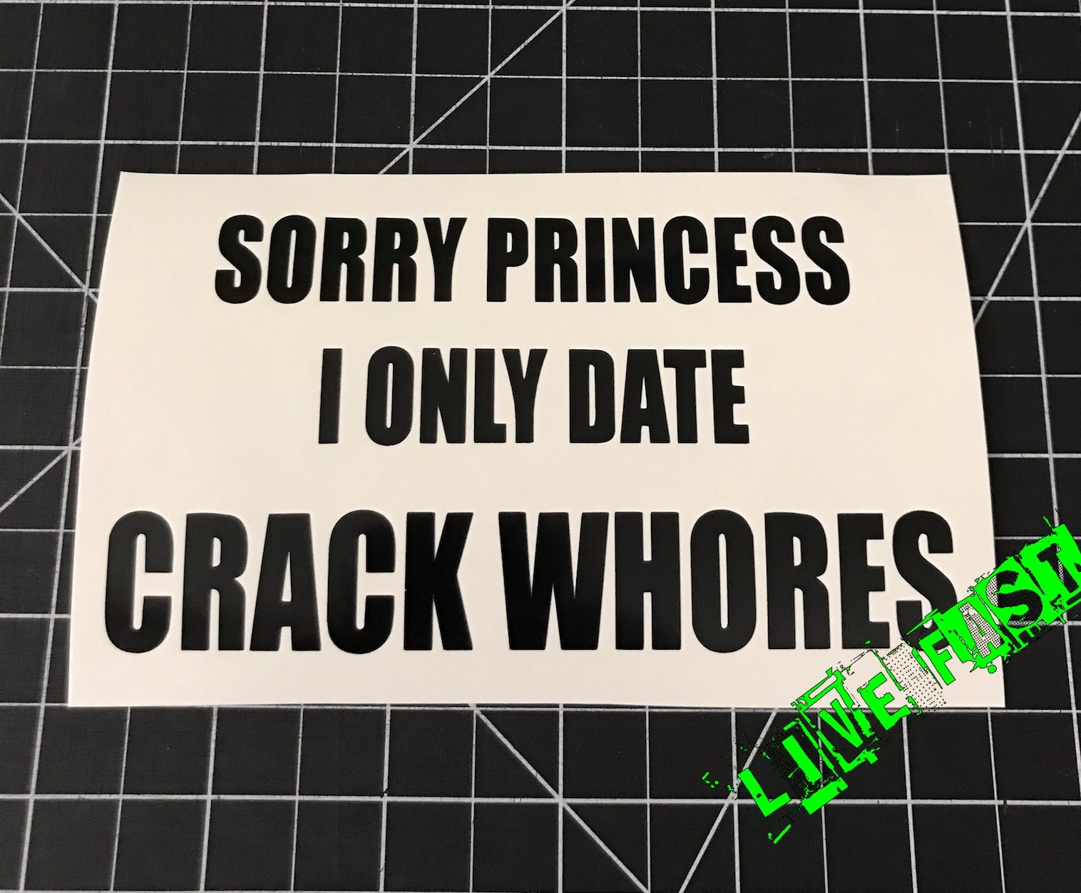 SORRY PRINCESS I ONLY DATE CRACK WHORES STICKER VINYL DECAL biker crude humor