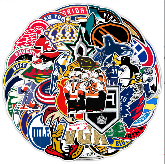 50 Pcs Stickers Hockey NHL Teams LOGO Fridge Luggage Skateboard Car Laptop Vinyl