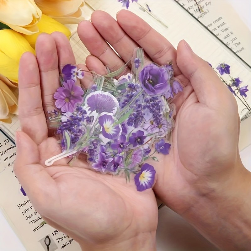 Lightweight Durable Easy to Install Purple Series Decorative Flower Pet Stickers