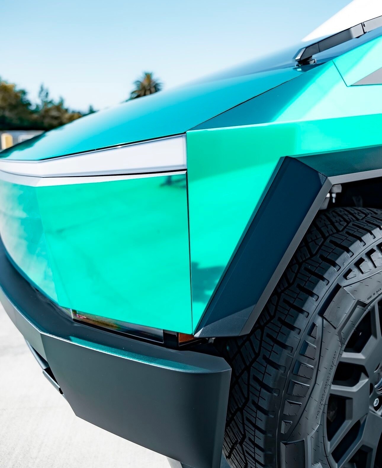 Tesla Cybertruck DIY Full Vinyl Wrap Color Change Gloss Mirror Chrome Lake Blue