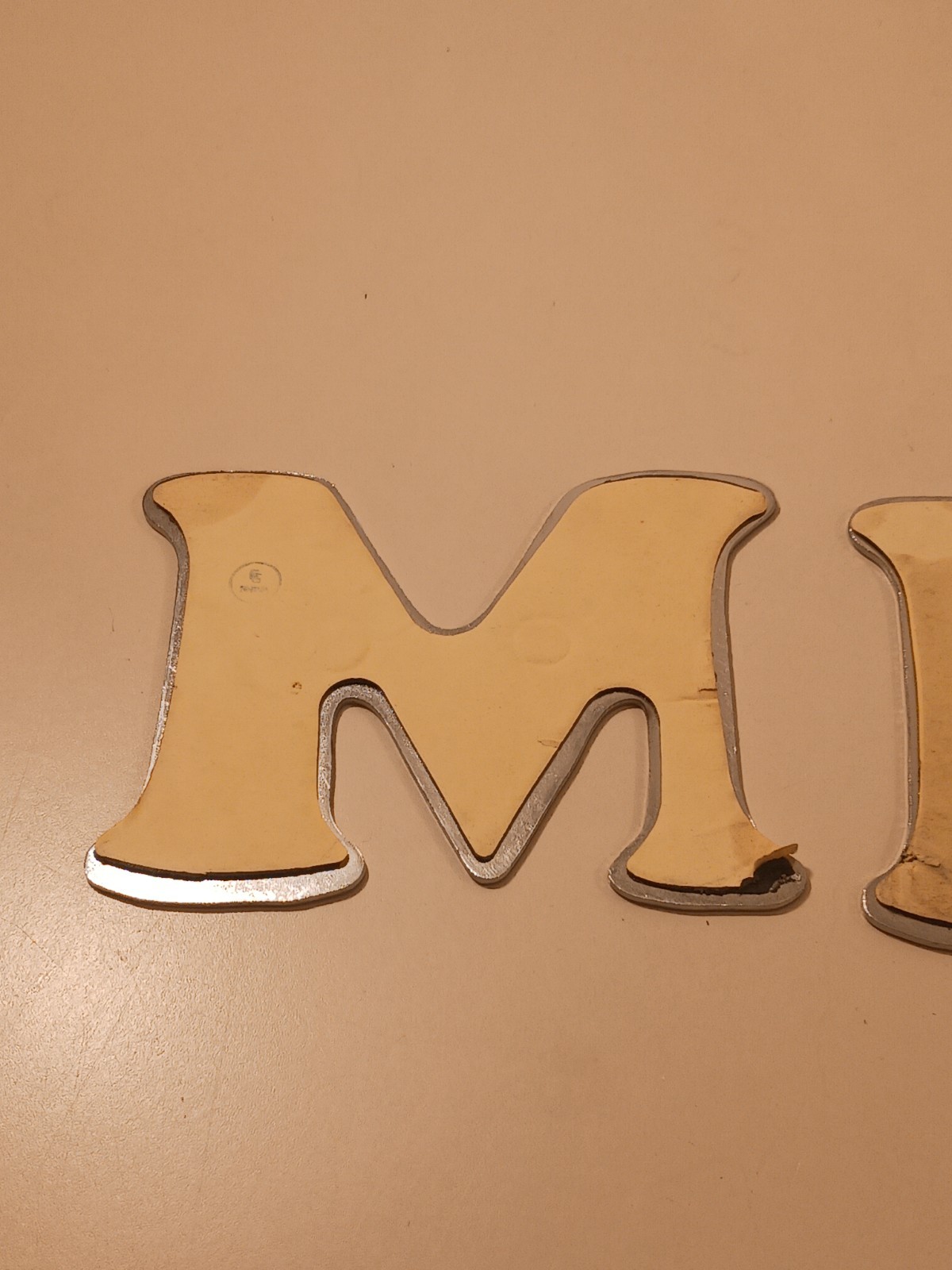 "M" Crome Letter 2X Acrylic Mirror Decal Peel & Stick Shatterproof Wall Decor