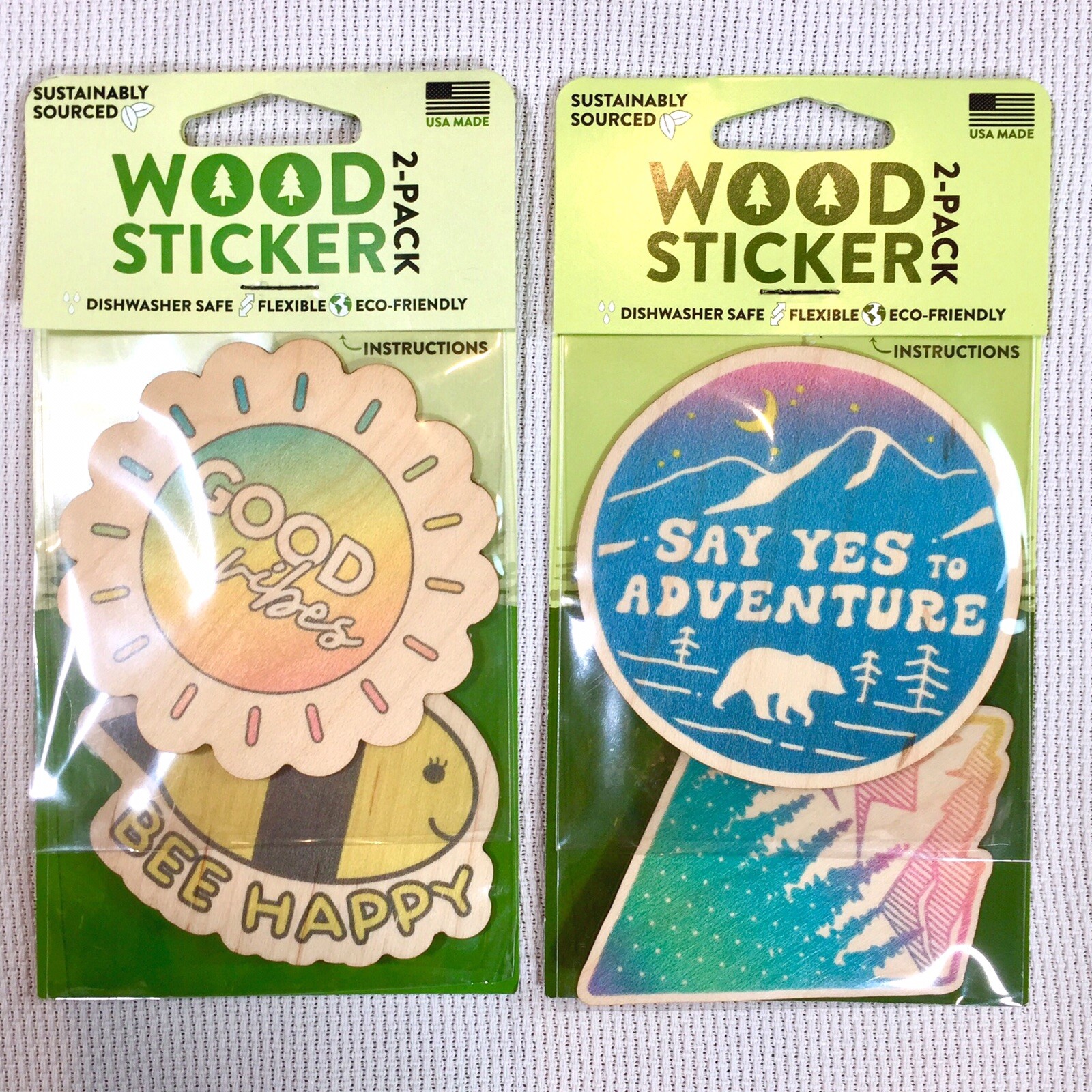 Dust City Wood Stickers Eco-Friendly Set Adventure Good Vibes Nature Hiking New