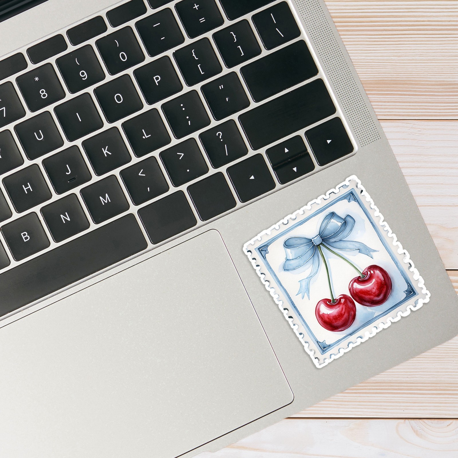 Cherries Watercolor Stamp Art – Vinyl Decal Sticker – Car Window Laptop – #1657