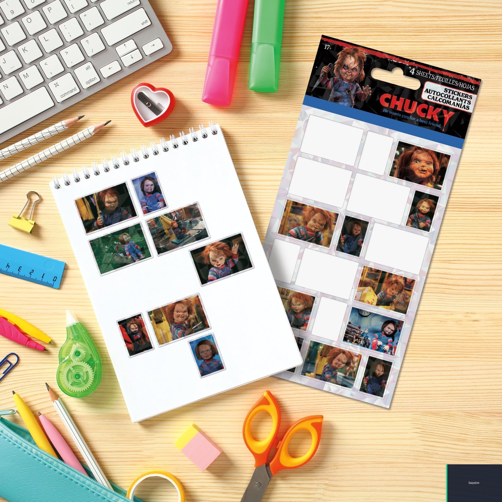 Chucky Standard Sticker Sheets, Officially Licensed, 50+ Stickers, 4 Pack
