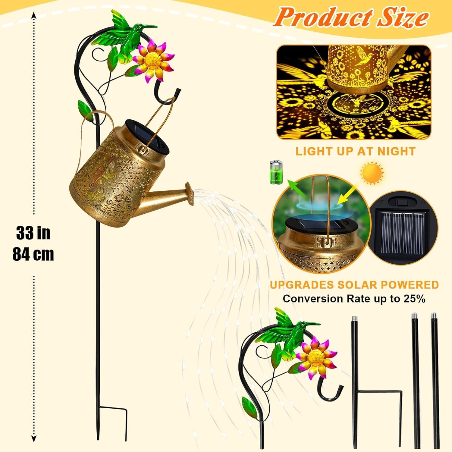 Christma Gifts Hummingbird Solar Lanterns Garden Decor, Outdoor Waterproof Water