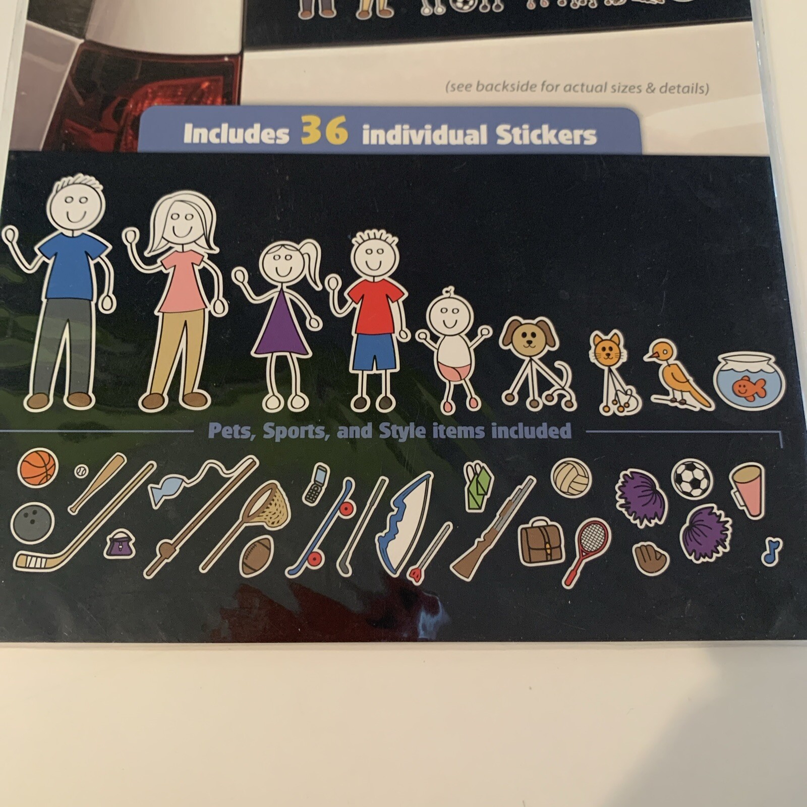 NEW Cool Family Stickers Car Window 18 Pack Mom Dad Kids Boys Girls Pets Sports