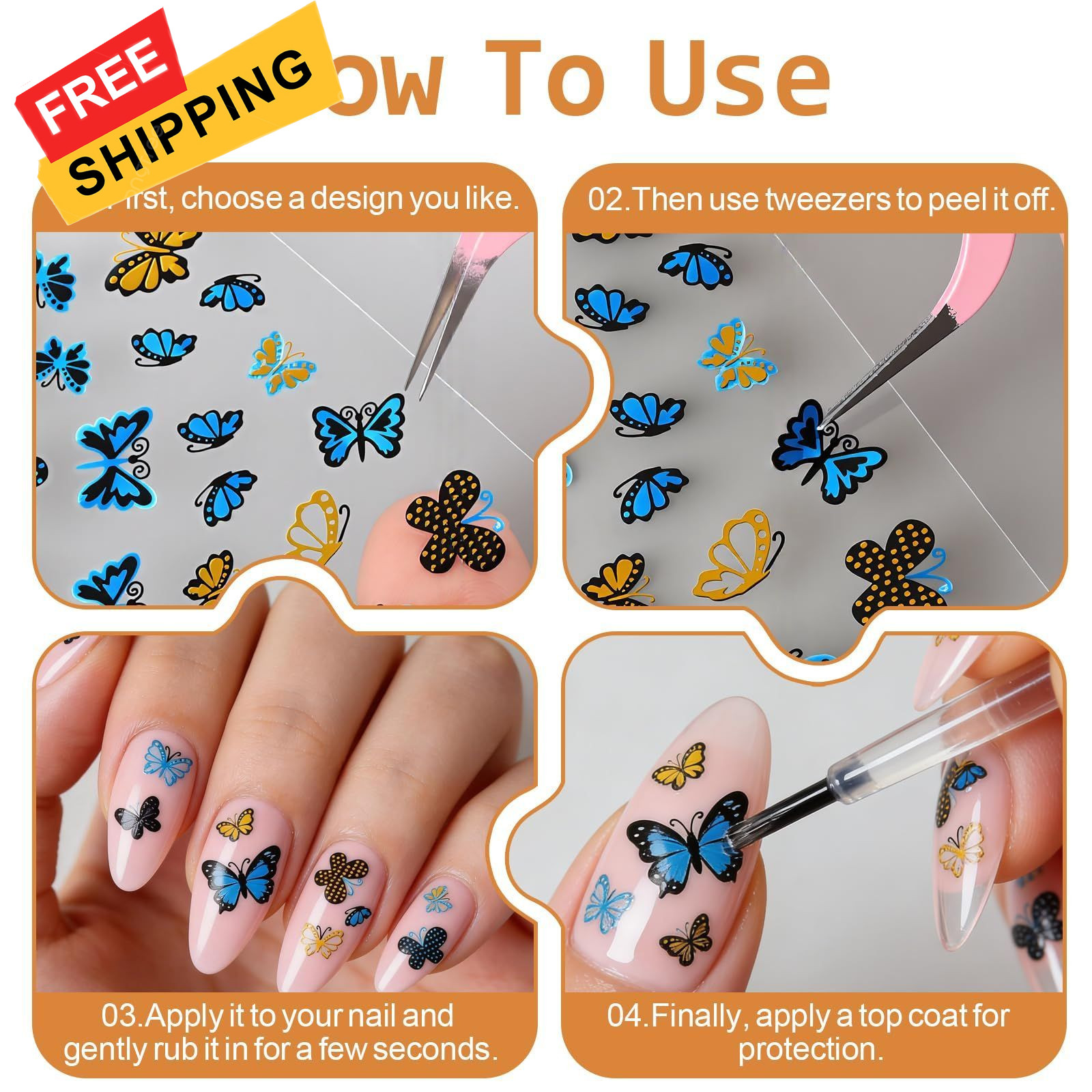 90 Sheets Nail Stickers for Art DIY, 3D Colorful