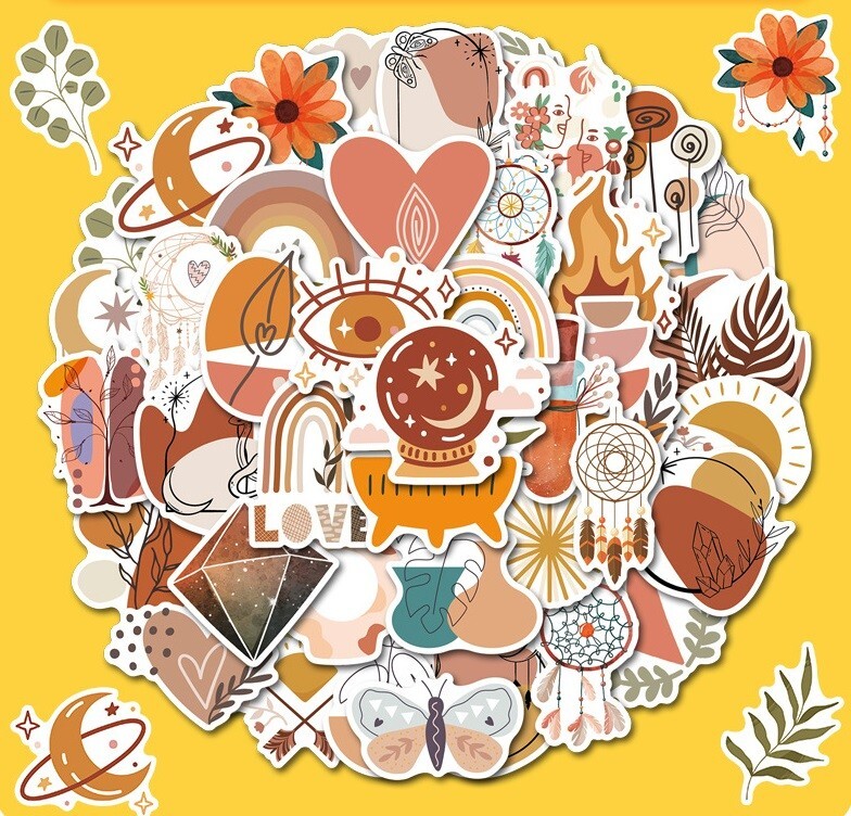 50PC Cottagecore Stickers, Bohemian Retro Boho Aesthetic stickers,175