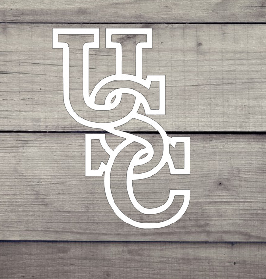 USC Interlocking Letters Vinyl Decal -Gamecock – Auto, Yeti, Cellphone – The USC