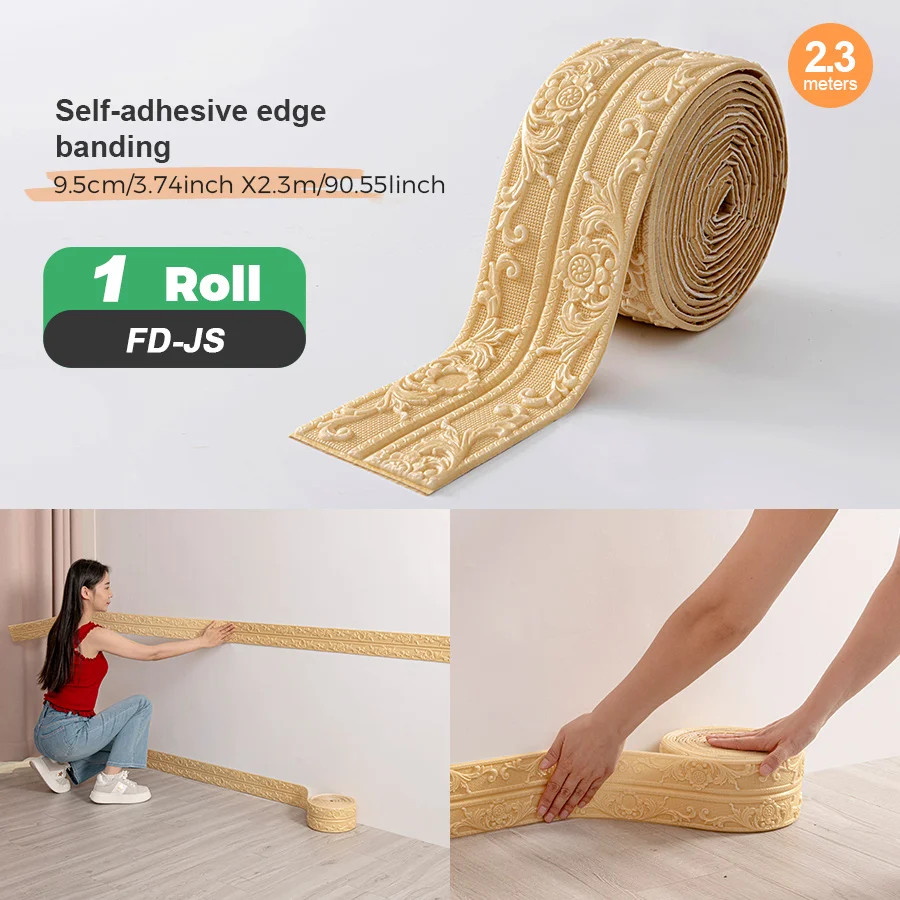 8mm Thickened Self-Adhesive Foam Corner Trim Ready Peel Stick Decal for Ceiling