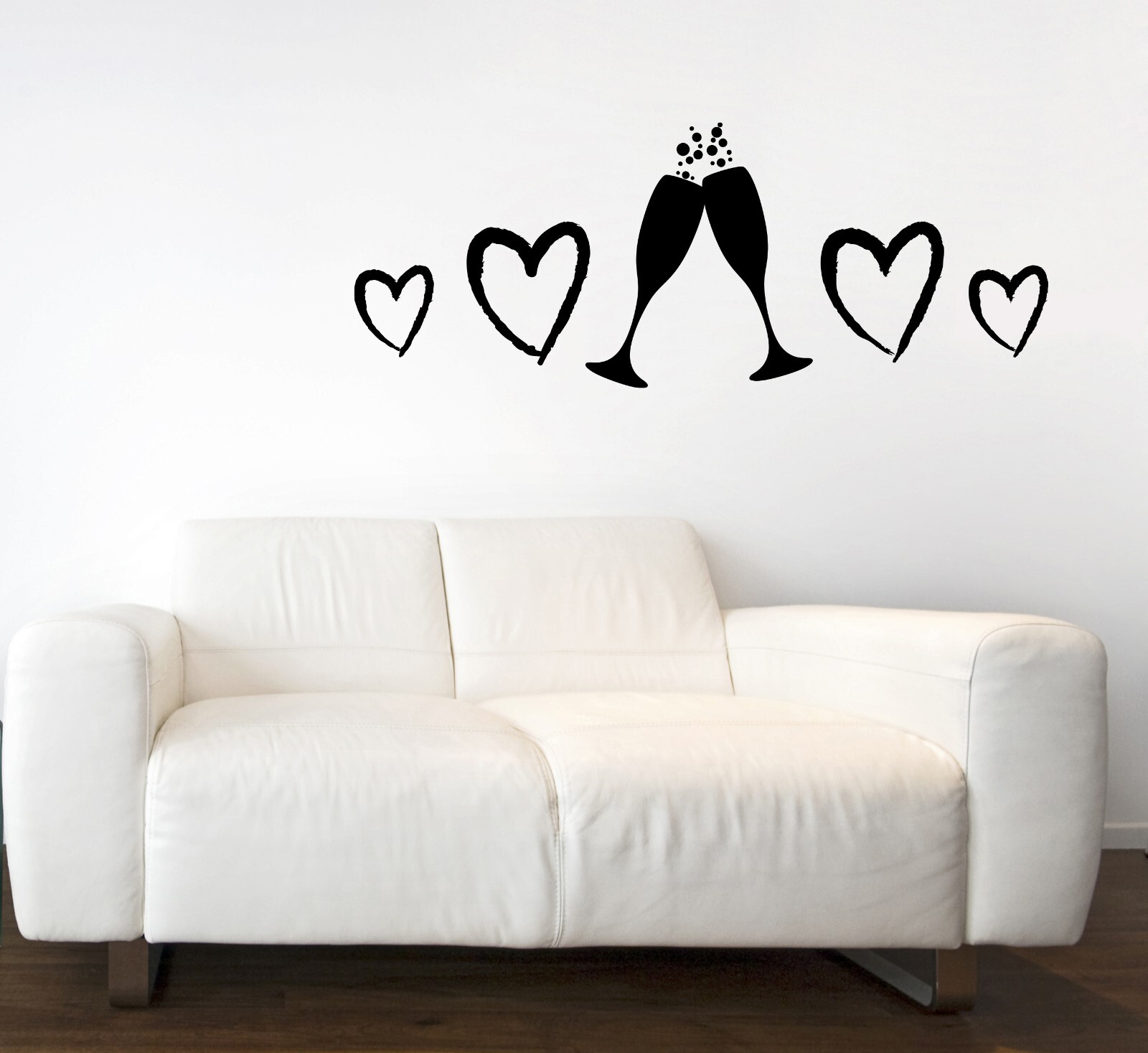 Wall Vinyl Decal Shampagne Glasses Love Heart Holiday Celebration Vacation n1856